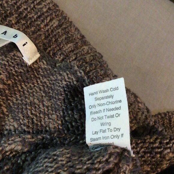 CAbi Brown/Gray Marled Open Front Long Cardigan Cotton Style 880 Size L - Picture 9 of 9